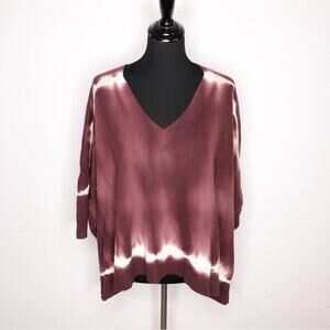 B. Chyll maroon cream tie dye cashmere v neck sweater Extra Small XS